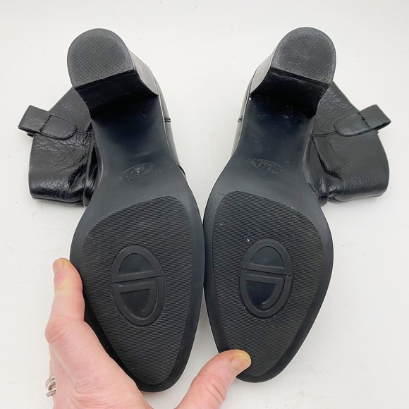 Circa Joan David Kirstin Black Leather Slouchy Heel Western Ankle Boots Women 7M - Picture 6 of 8